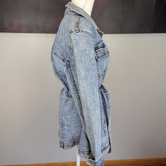 Jean jacket with waist tie - Picture 3 of 7